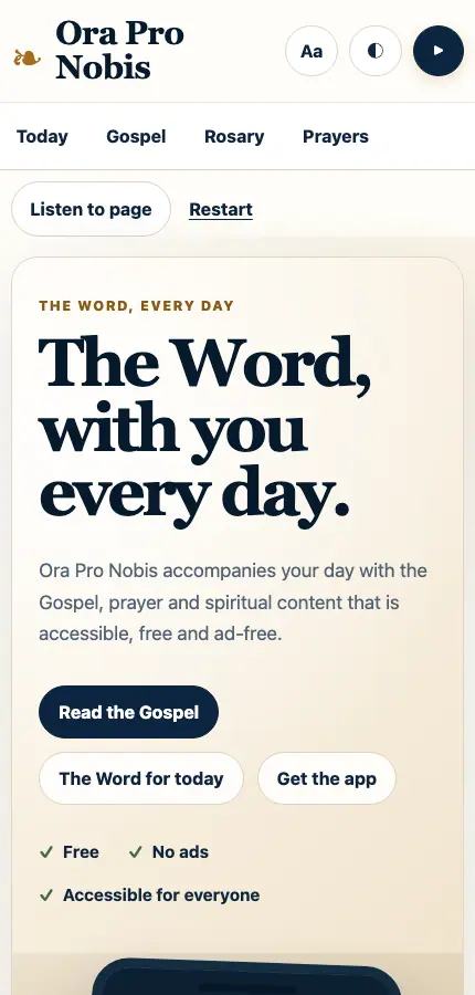 Ora Pro Nobis mobile website