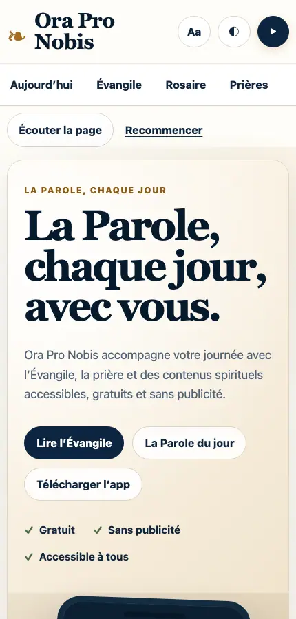 Site mobile Ora Pro Nobis