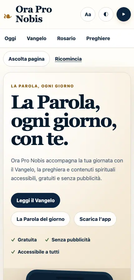 Sito mobile Ora Pro Nobis