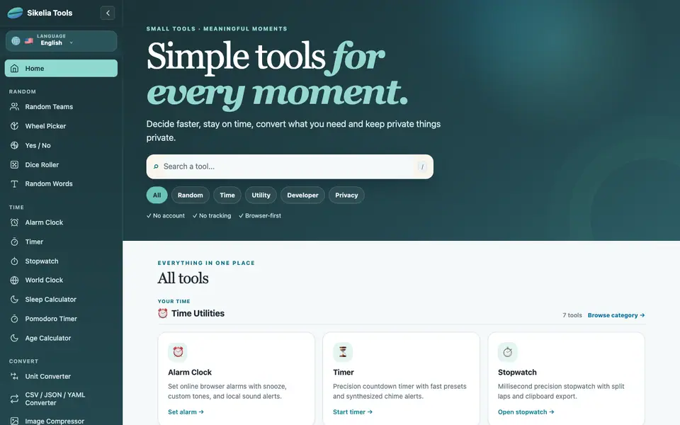Sikelia Tools desktop interface