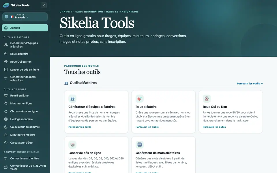 Interface desktop de Sikelia Tools